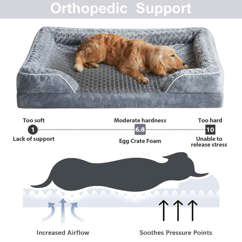 Tucker Murphy Pet Dog Beds For Extra Large Dogs Washable Dog Bed Bolster Dog Sofa Bed With Waterproof Lining Non Skid Bottom Orthopedic Egg Foam Dog Couch For Pet Sleeping Pet Bed
